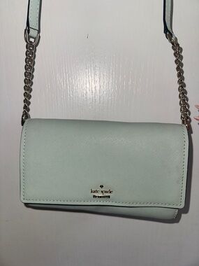 kate spade mint green crossbody with gold chain